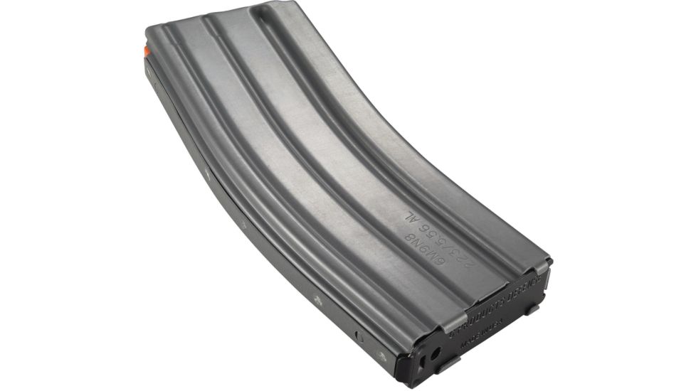 Duramag Aluminum Magazine Crimped From 30 Round to 10 Round, SS Spring CPD Plate, 5.56mm/.223/300BLK, 10RD, Mil-Spec, Anodize, Grey/Orange, 3023002178CPDL10-10RD