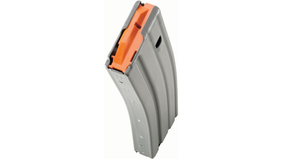 Duramag Aluminum Magazine Crimped From 30 Round to 10 Round, SS Spring CPD Plate, 5.56mm/.223/300BLK, 10RD, Mil-Spec, Anodize, Grey/Orange, 3023002178CPDL10-10RD