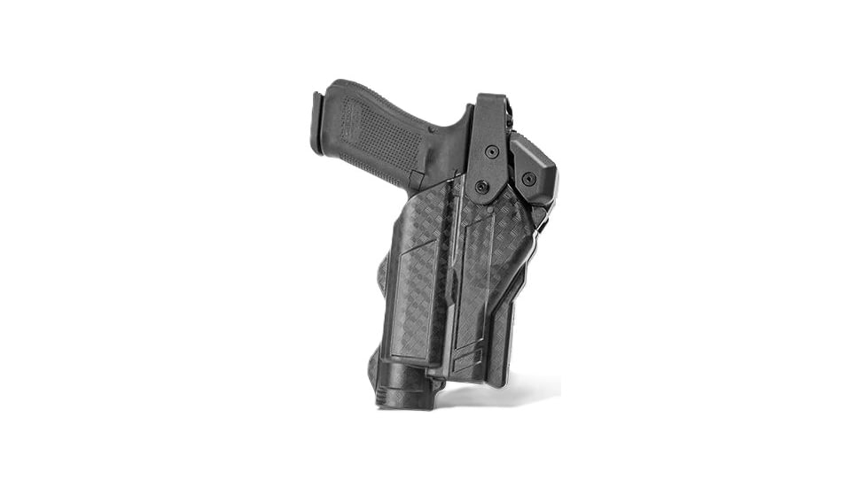 Alien Gear Holsters Rapid Force Duty Holster LVL 3 w/Light-Bearing w/Clamshell Packaging, Glock 17/47 Gen 1-5/17 MOS/22 Gen 1-4/47 MOS, Left Hand, BasketWeave Black, RD-M-0601-BW-LH-L1-C