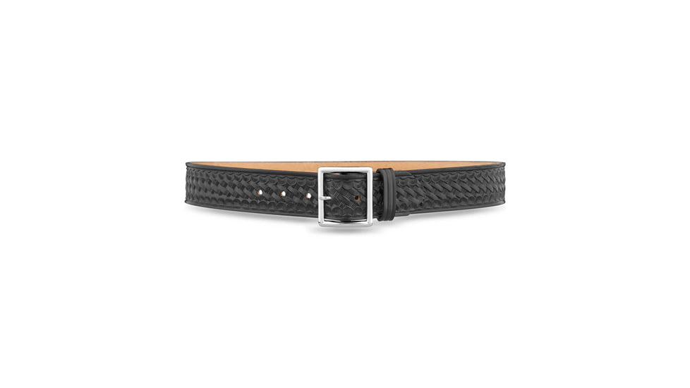 1-3/4&quot; Basketweave Leather Garrison Belt with Gold Buckle