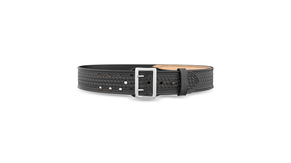 2-1/4&quot; Basketweave Leather Sam Browne Duty Belt (Half Lined) with Nickel Buckle