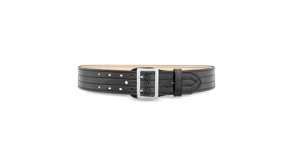 2-1/4&quot; Hi-Gloss Leather Sam Brown 4 Row Stitch Duty Belt with Nickel Buckle
