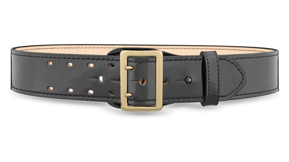 DutyMan 2-1/4inch High-gloss Leather Sam Browne 2-row Stitch Duty Belt With Gold Buckle DTY-1031-32-9002