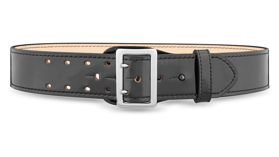DutyMan 2-1/4inch High-gloss Leather Sam Browne 2-row Stitch Duty Belt With Nickel Buckle DTY-1031-44-9001