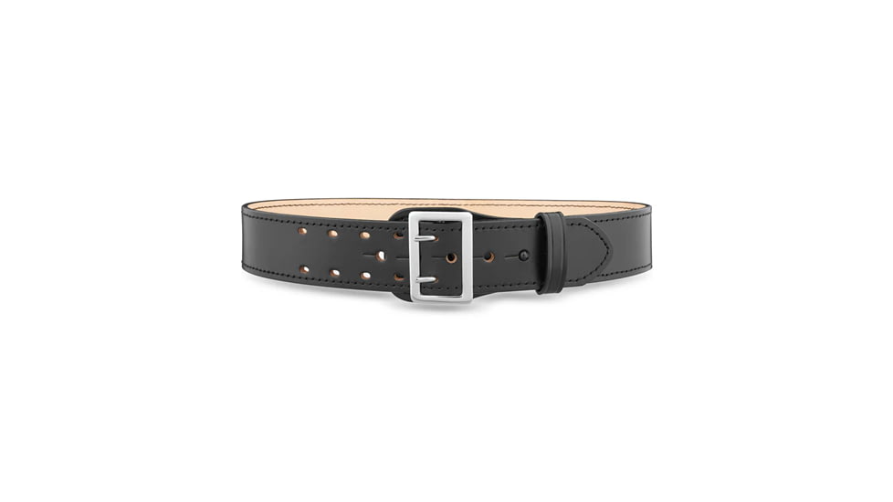2-1/4" Plain Leather Sam Browne 2-Row Stitch Duty Belt with Nickel Buckle