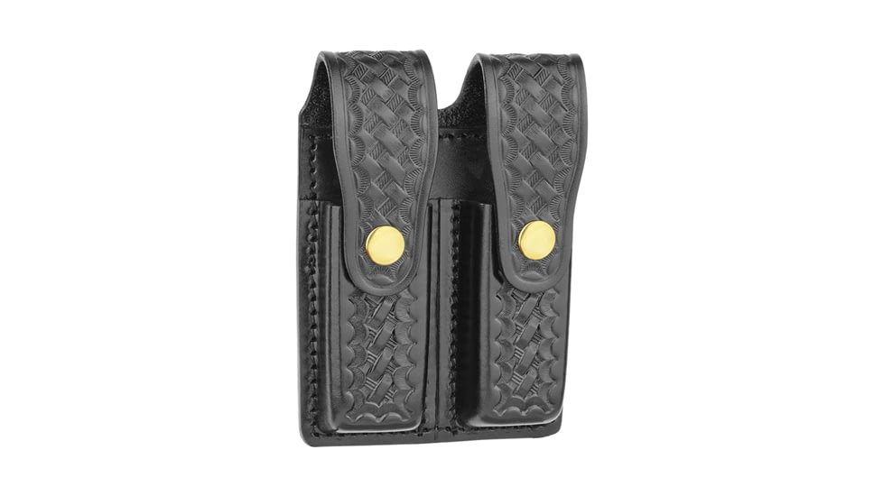 Basketweave Leather Double Magazine Holder for 9MM
