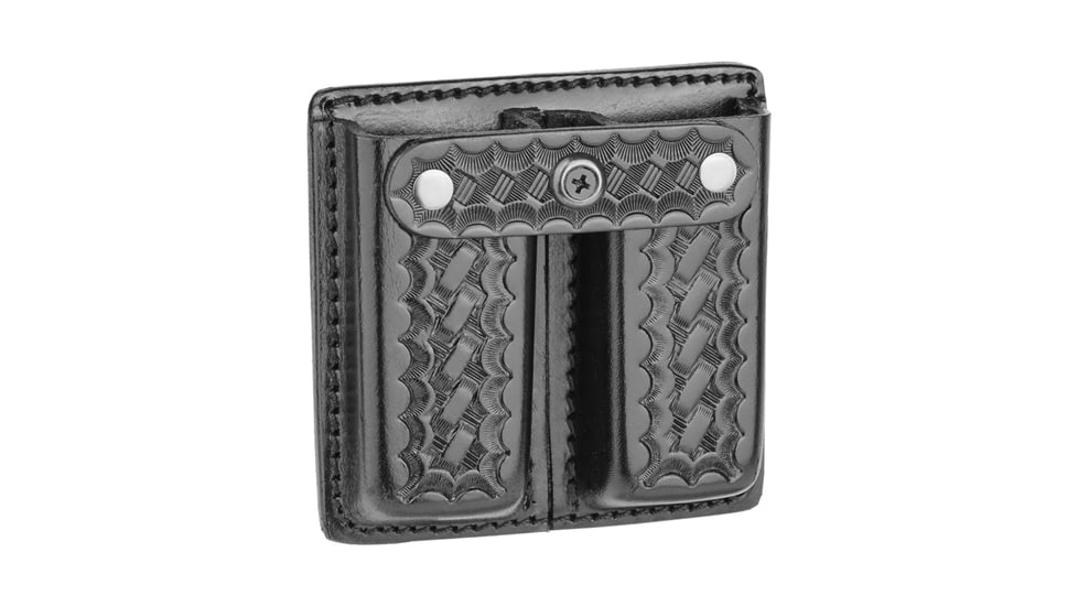 Basketweave Leather Double Magazine Holder for 9MM