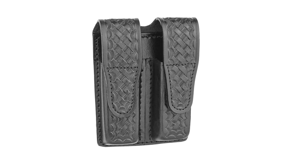 Basketweave Leather Double Magazine Holder for 9MM