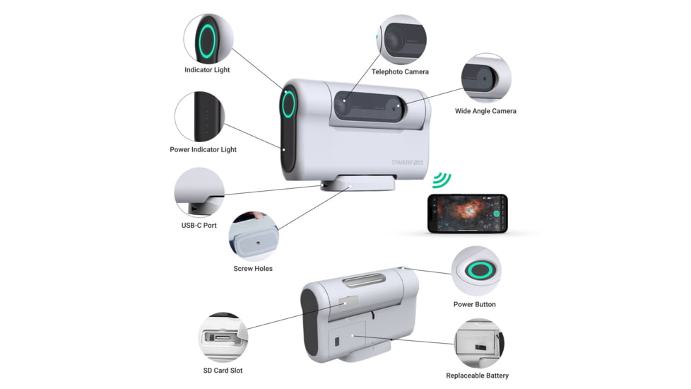 Dwarf Lab DWARF II Solar Elite Smart Telescope With Solar Filters, White, ES-DWARFII