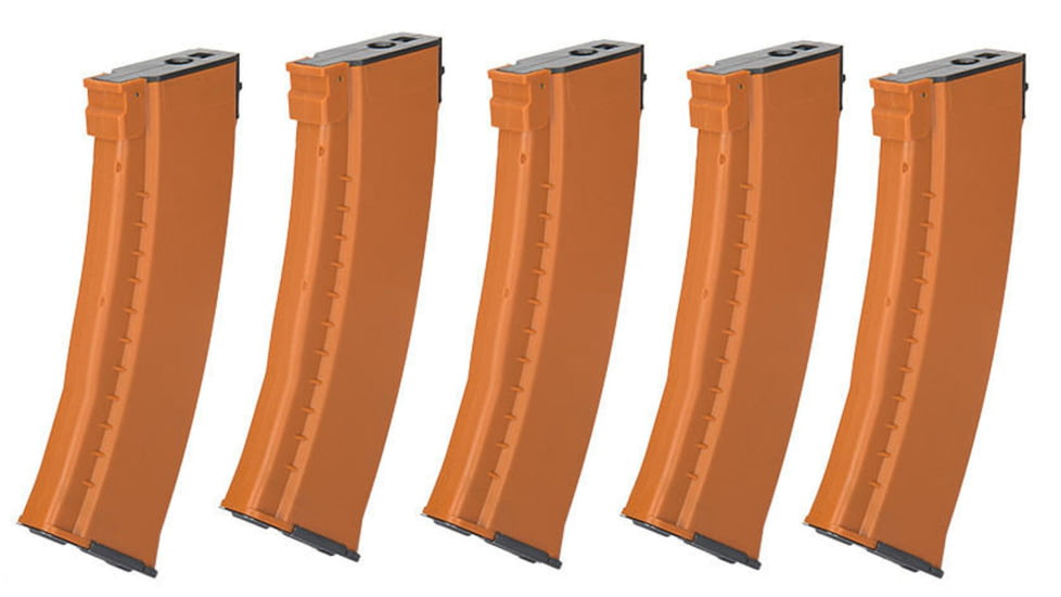 E&amp;L Manufacturing 74N Mid-Cap, 120 Rounds, Rifle Magazine Box Set, 5 Pieces, Orange, 120, EL-74NCX5