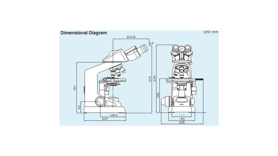 Nikon Eclipse 100 Microscope Dimensional Diagram