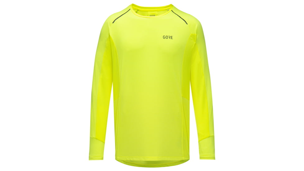 GOREWEAR Energetic Long Sleeve Running Shirt Mens in Neon Yellow Medium Slim fit B0D50730, 100751-0800-L
