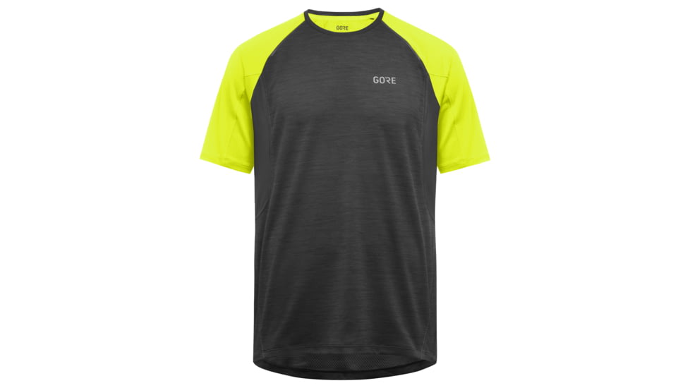 GOREWEAR Mens R5 Running Shirt in Black/Neon Yellow Medium Slim fit CE2D91C1, 100614-9908-L
