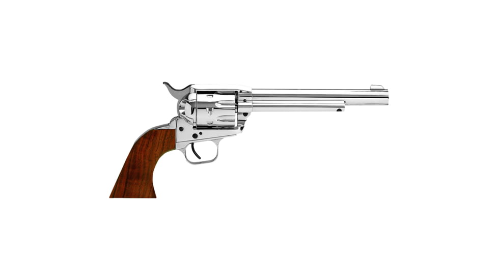 EAA Bounty Hunter Revolver, .45 Long Colt, 7.5in Barrel, X-Large, Fixed, Nickel Frame, Wood Grip, 6 Round Cylinder, 770055