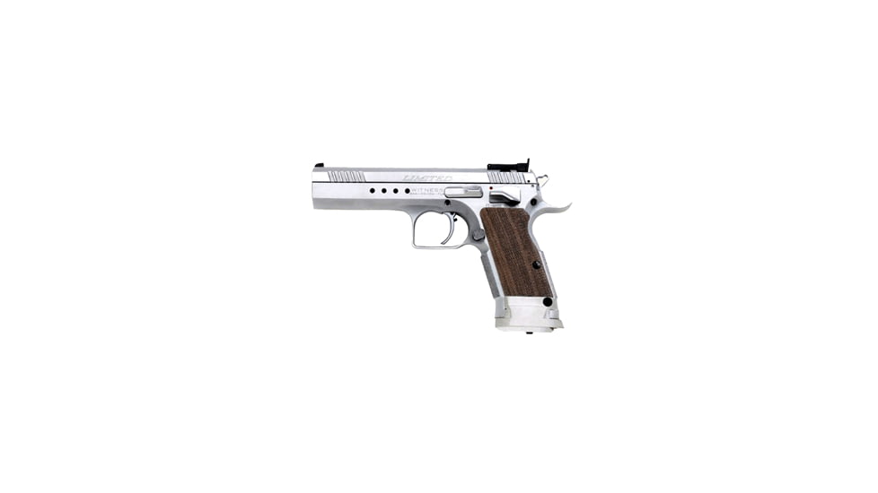 EAA Witness-Elite-Limited Pistol, 9mm Luger, 4.75 in barrel, hard chromed carbon steel frame, checkered wood grip, recoil operated semi-automatic, single-action, adjustable target, 17 round magazine, EAAWTNSELTLTD5-FRRMPG
