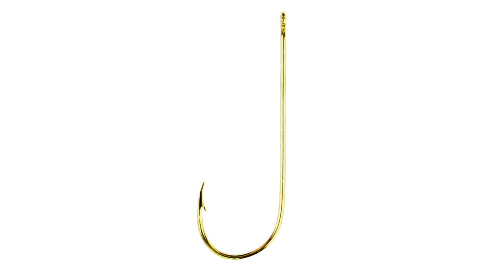 Eagle Claw Aberdeen Hook,Non-Offset,Ringed Eye,Light Wire,Gold,100-Box Hooks 202-1-0