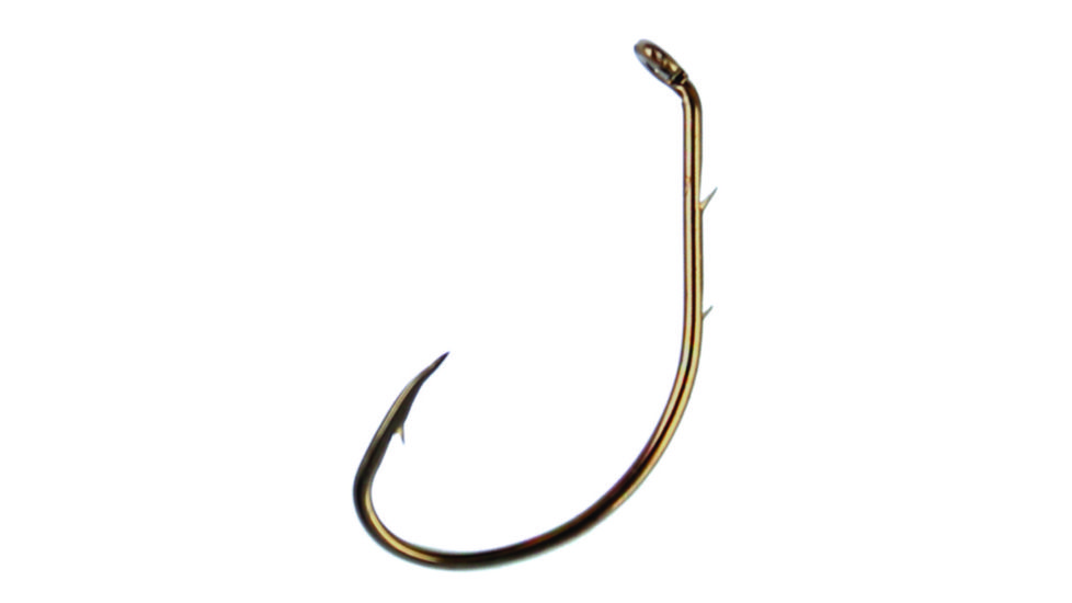 Eagle Claw Baitholder Hook,Wide Gap,Offset,Down Eye,2 Slices,Bronze,100-Box Hooks 024-6