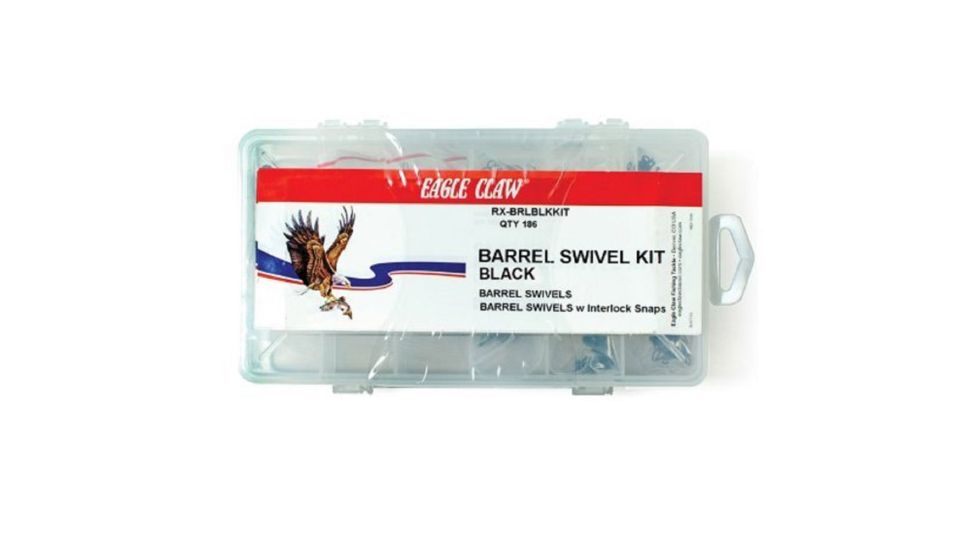 Eagle Claw Black Barrel Swivel Kit with 186 Pieces 4014205