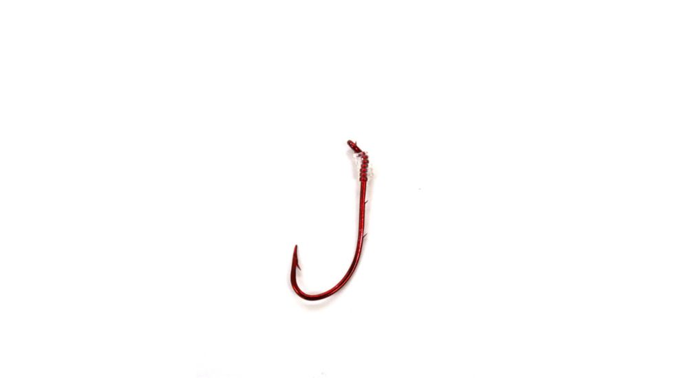 Eagle Claw Baitholder Saltwater Snelled Hook,Offset,Down Eye,2 Slices,Curved Point,Mono,18in,Sea Guard Red 9139RH-4