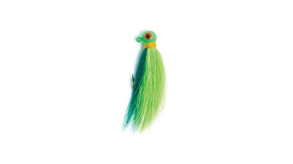 Eagle Claw Bucktail Jig Hook,Green/Chartreuse Glow ECJB3/8-GCGL
