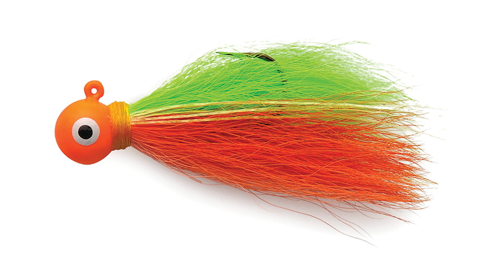 Eagle Claw Bucktail Jig Hook,Orange/Chartreuse Glow ECJB1/4-OCGL