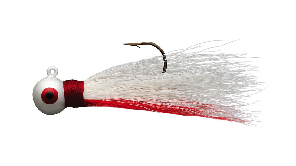 Eagle Claw Bucktail Jig Hook,White/Red ECJB1/4-WR