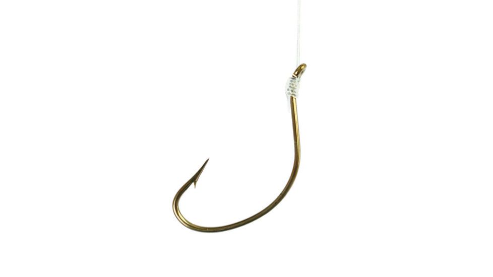 Eagle Claw Kahle Horizontal Snelled Hook,Offset,Straight Point,Up Eye,Wide Bend,Mono,7in,Bronze 147H-1