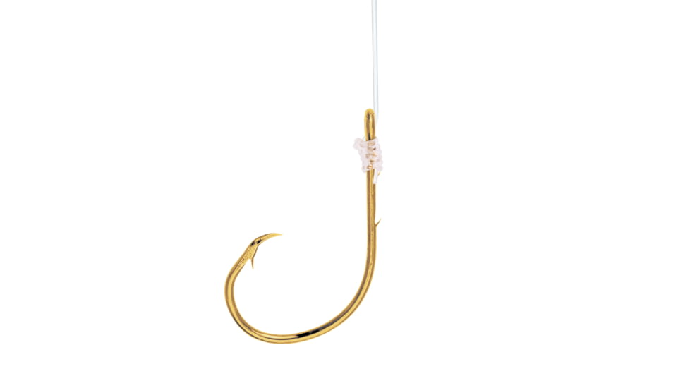 Eagle Claw Lazer Sharp Inline Circle Baitholder Mono Snell 18in for Striped Bas with L2196G Hook, Gold, Size 7/0, 5 Per Pack, 9212C1H-7/0