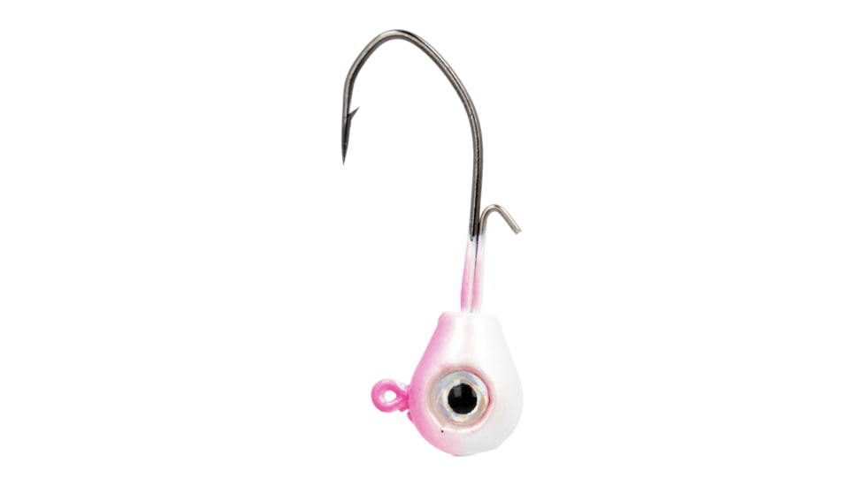Eagle Claw Lazer Sharp Pro-V Tear Drop Jig, 3/0 Hook, Pink/ White, 3/8oz, 5 per Pack, LSTDPV38-17