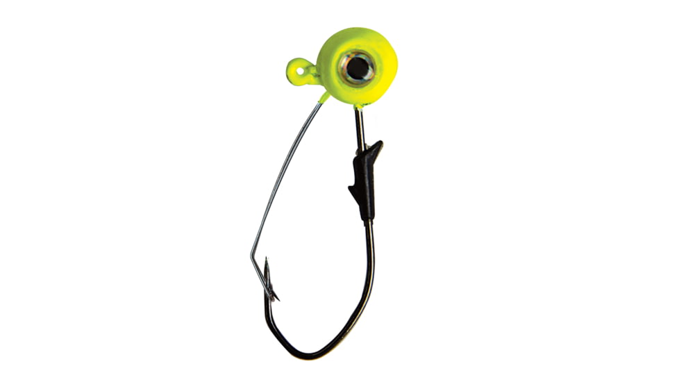 Eagle Claw Lazer Sharp Pro-V Weedless Eagle Eye Jig, 2/0 Hook, Chartreuse, 1/8oz, 5 per Pack, LEEJW18-3