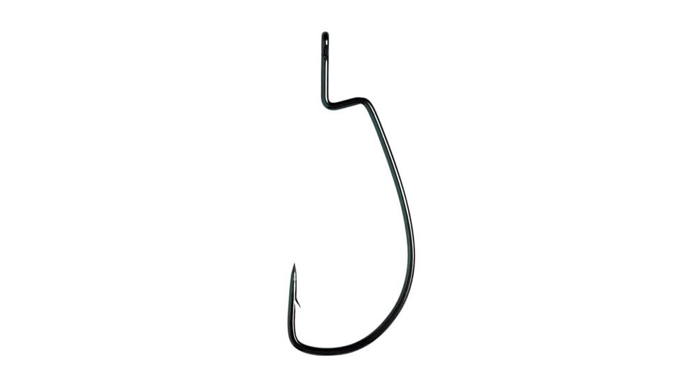 Eagle Claw Lazer Sharp Value Series Heavy Wire Extra Wide Gap Worm Hook, Platinum Black, Size 2/0, 12 per Pack, LPA098GH-2/0