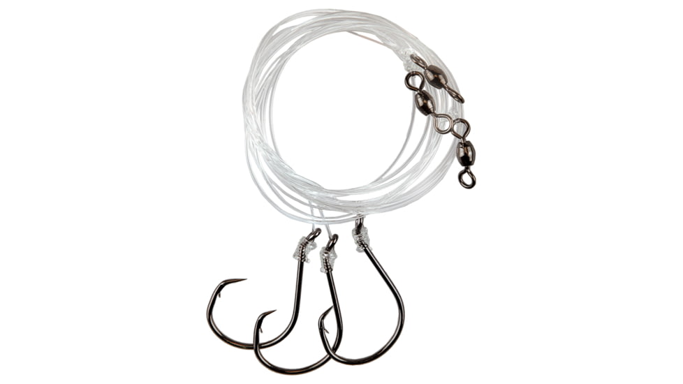 Eagle Claw Lazer Sharpinline Octopus Circle Striped Bass Rig, Three Size 6/0 L7228 Hooks, 42in, Platinum Black, 1/Pack, L926-C1