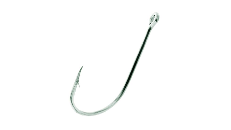Eagle Claw Plain Shank Hook,Offset,Ringed Eye,Stainless Steel,50-Box Hooks 090SSF-8/0