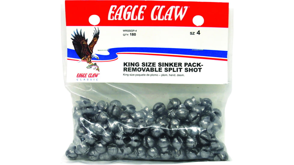Eagle Claw Removable Lead Split Shot King Pack, Size 4, 180/Pack, WRSSGP-4