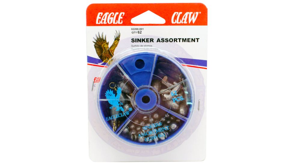Eagle Claw Sinker Assortment 62pcs 02200H-001 62pc 02200H-001