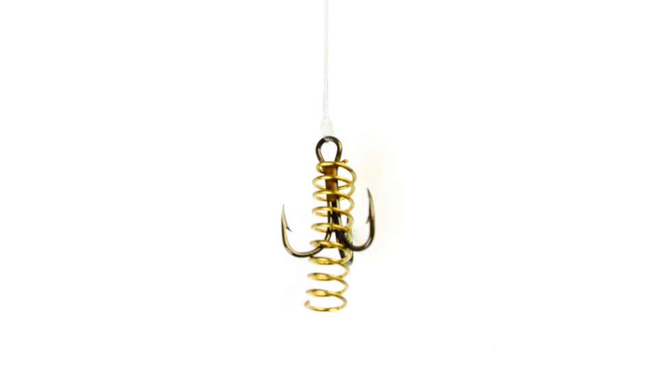 Eagle Claw Snelled Treble Hook,Non-Offset,Curved Point,Regular Shank,Medium Wire w/Spring for Soft Bait,Mono,18in,Bronze 672SBH-10