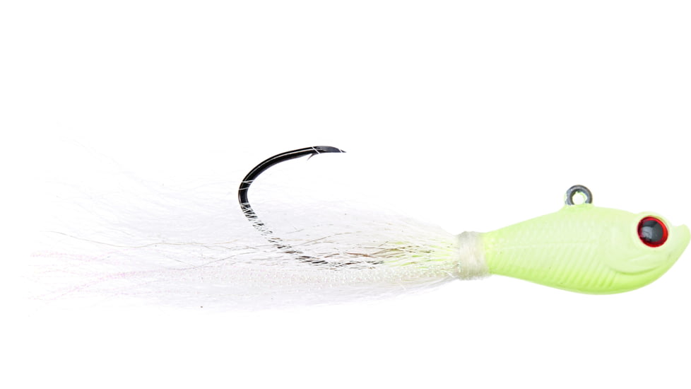 Eagle Claw Trokar Pro-V Bend Bucktail Jig, 1 oz, 5/0 Hook Glow, TKBJ1G-5/0