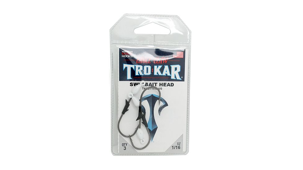Eagle Claw TroKar Swimbait Head, 1/16oz, White TKSB116W-4/0