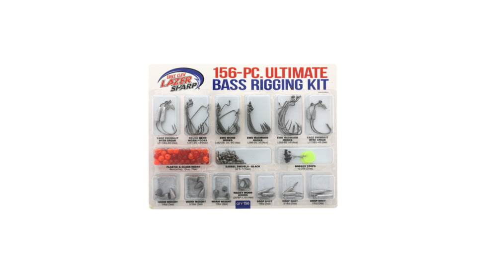 Eagle Claw Ultimate Bass Terminal Rigging Kit, Hooks, Beads Swivels, Bobber Stops, Weights, 156 Pieces, LWHKWM-2