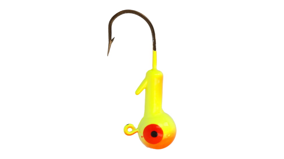 Eagle Claw WBH12-9 Ball Head Jig 1/2 OZ, Orange/CHART, Bronze Hook 5 jigs per retail, WBH12-9
