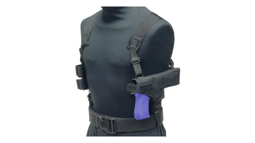 Eagle Industries Tanker Right Hand Shoulder Holster &amp; Mag Pouch, Black - Browning HiPower .45