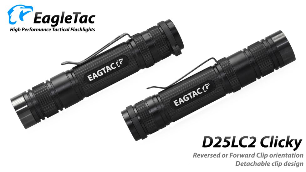 Eagtac D25LC2 Clicky XML2 U4 LED Flashlight, Black, Medium, D25LC2RCXML2