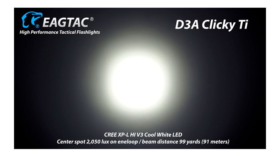 EAGTAC D3A TI Titanium XP-L HI 378 Lumen AA LED Flashlight, Silver, Small 4246