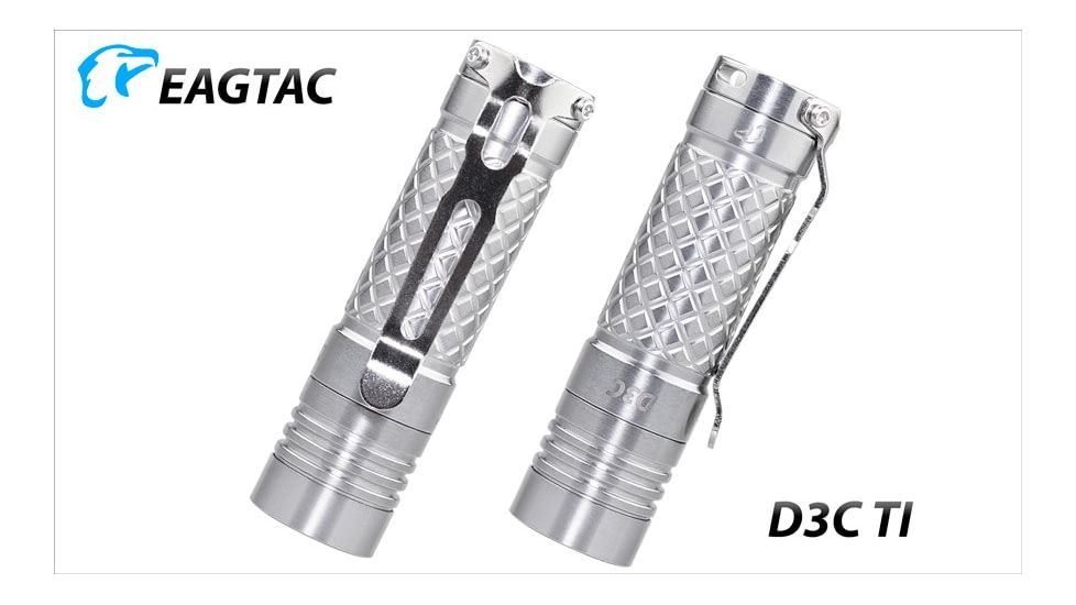 EAGTAC D3C RC Ti Flashlight, Luminus SST20 CRI-95 4000K NW LED, 510lm, Silver, D3C-CLICKY-TI-SST20-NW