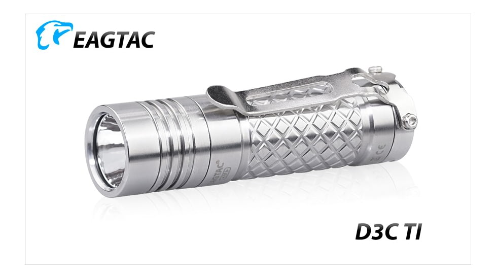 EAGTAC D3C RC Ti Flashlight, Luminus SST20 CRI-95 4000K NW LED, 510lm, Silver, D3C-CLICKY-TI-SST20-NW
