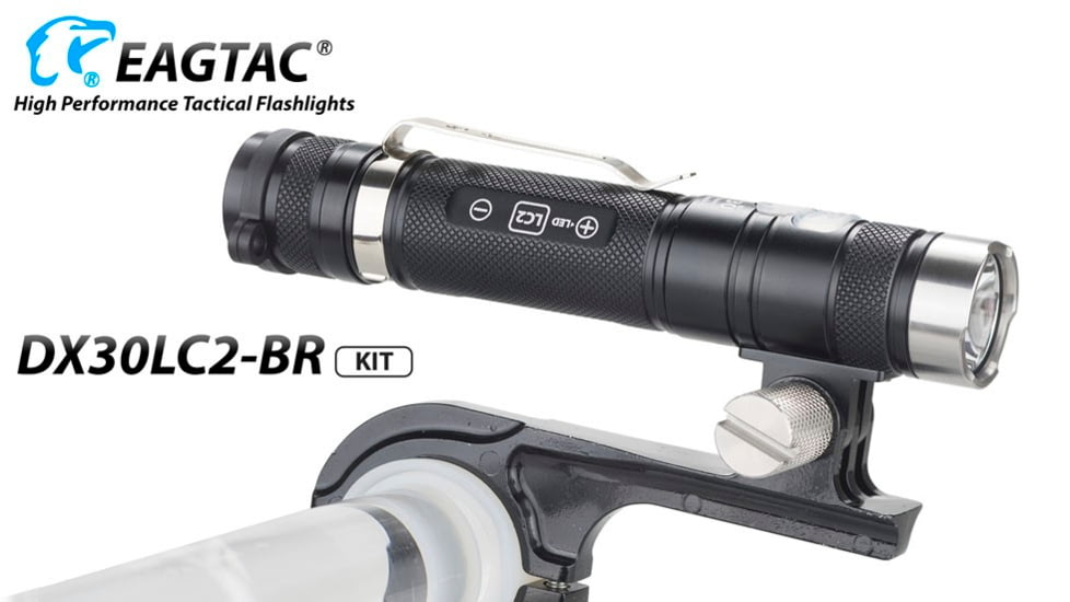 EAGTAC DX30LC2-BR Rechargeable Flashlight, XP-L HI V2 NW LED, 1084lm, Black, DX30LC2BR-XPLHINW-BASE
