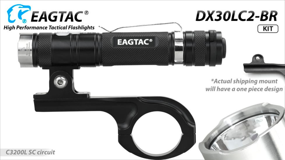 EAGTAC DX30LC2-BR Rechargeable Flashlight, XP-L HI V2 NW LED, 1084lm, Black, DX30LC2BR-XPLHINW-BASE