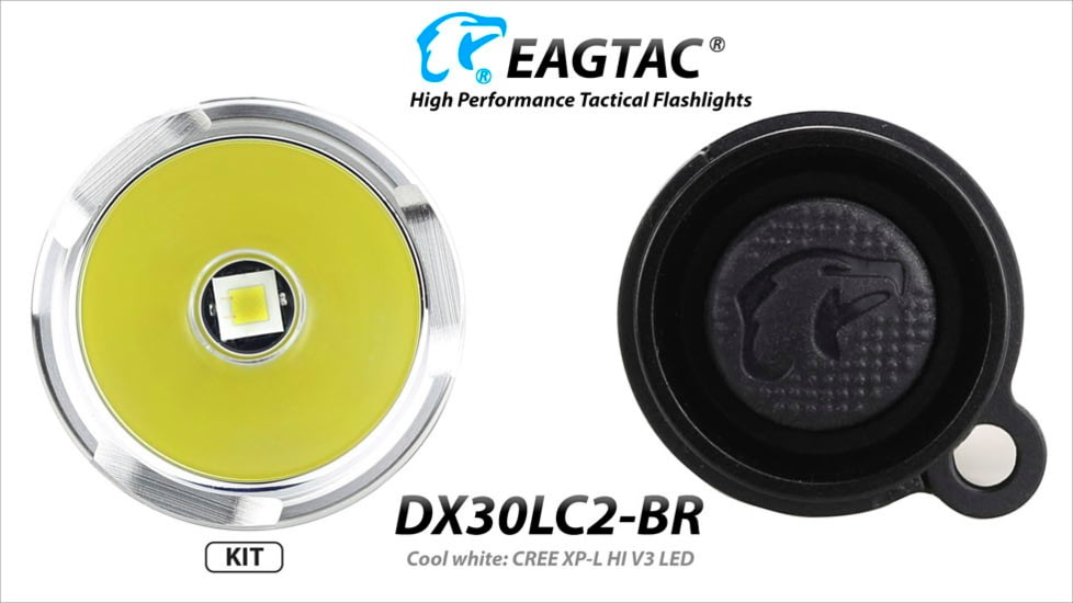 EAGTAC DX30LC2-BR Rechargeable Flashlight, XP-L HI V2 NW LED, 1084lm, Black, DX30LC2BR-XPLHINW-BASE