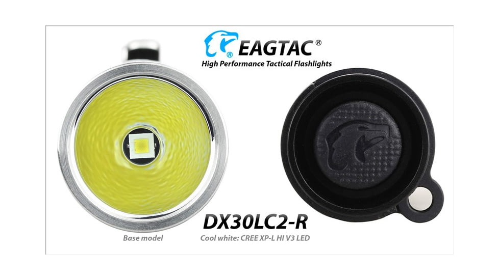 EAGTAC DX30LC2-R Rechargeable Flashlight, XP-L HI V2 NW LED, 1084lm, Black, DX30LC2R-XPLHI-BASE-NW