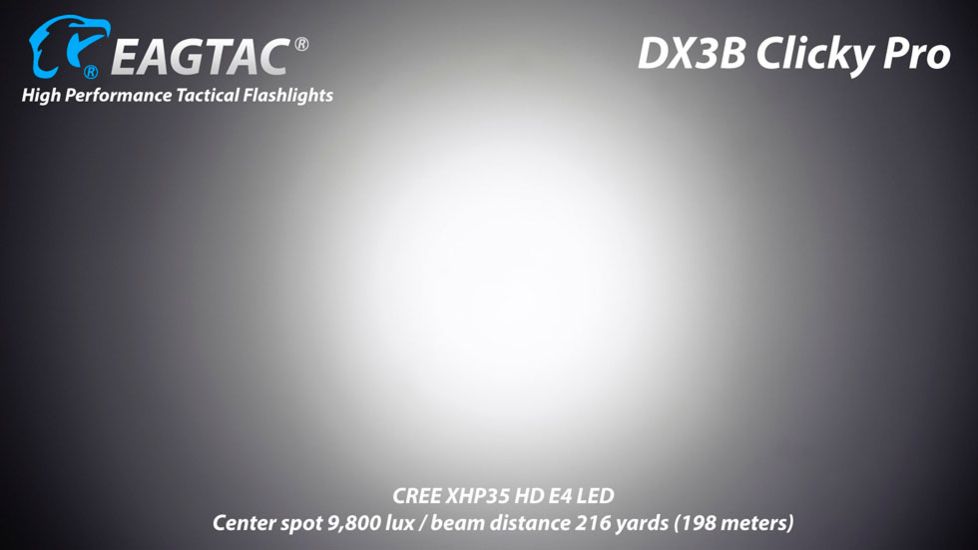 EAGTAC DX3B Clicky PRO Rechargeable XHP50.2 LED 2500 Lumen LED Flashlight, Black, Small 4253
